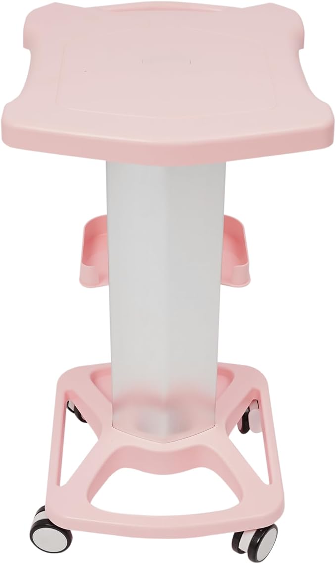 Pink Beauty Salon Trolley Cart with Silent Wheels,Mobile Aluminum and ABS Rolling Salon Cart Tattoo Table Work Station with Tray