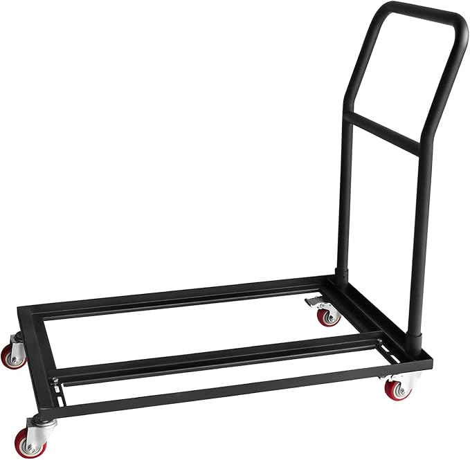 Black Multi-Function Folding Chair Dolly Cart Commercial with 2 Swivel Casters, Storage and Transport Dolly for Plastic Resin and Wood Folding Chairs