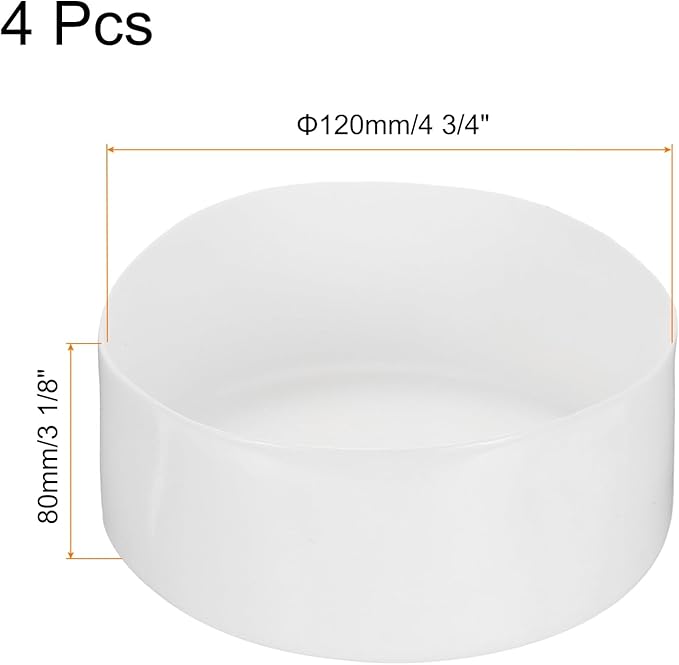 uxcell 4pcs Rubber End Caps 120mm (4 3/4 Inch) ID x 80mm(3 1/8 Inch) H Vinyl Round End Cap Cover Screw Thread Protectors White