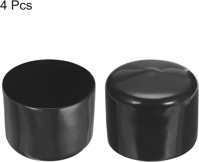 uxcell 4pcs Rubber End Caps 56mm ID Vinyl Round End Cap Cover Screw Thread Protectors Black, 40mm Height
