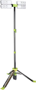 PowerSmith Voyager PVLR8000A 8000 Lumen Collapsible Cordless Tripod LED Work Light with Battery, Charger & Carry Bag Included. Optional 3-Way Power, Remote Control , Black