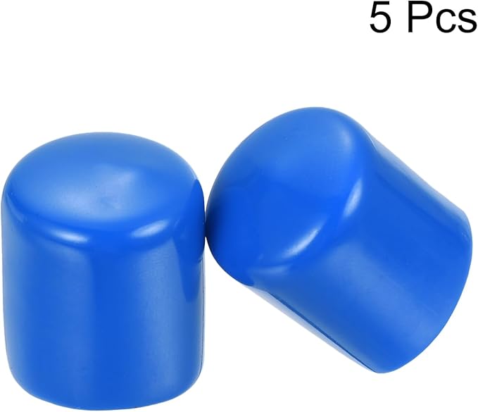 uxcell 5pcs Rubber End Caps 28mm ID Vinyl Round Tube Bolt Cap Cover Screw Thread Protectors Blue