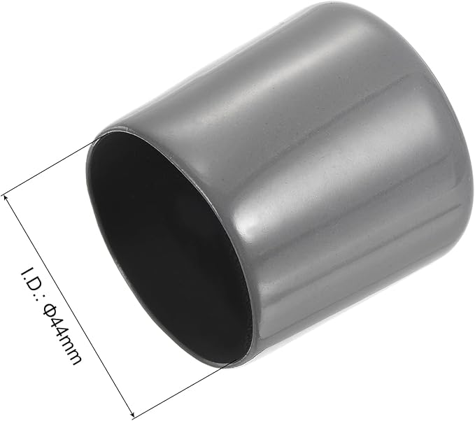 uxcell 4pcs Rubber End Caps 44mm ID Vinyl Round End Cap Cover Screw Thread Protectors Dark Grey, 40mm Height