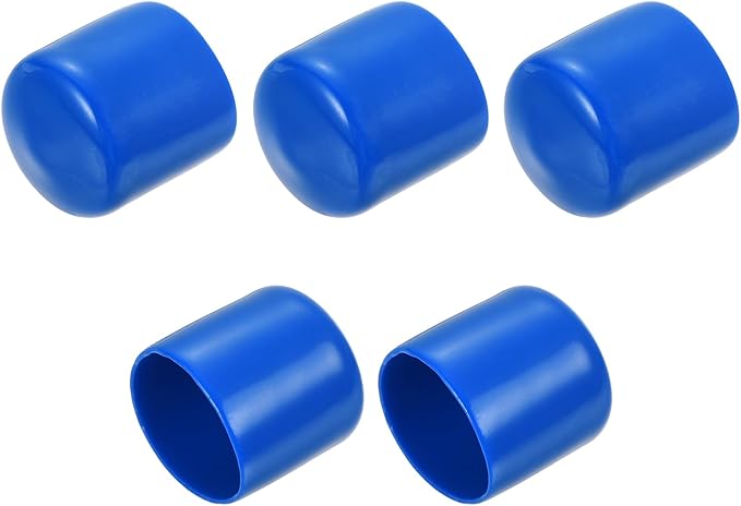 uxcell 5pcs Rubber End Caps 24mm ID Vinyl Round Tube Bolt Cap Cover Screw Thread Protectors Blue