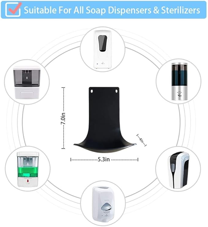 4 Pcs Drip Tray for Wall Mounted Soap Dispenser, Prevent Dripping and Spraying, Dispenser Stand, Black