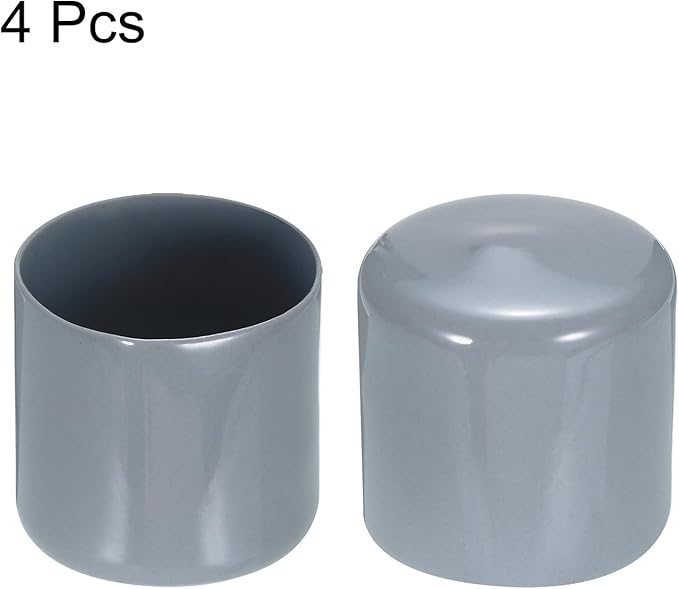 uxcell 4pcs Rubber End Caps 42mm ID Vinyl Round Tube Bolt Cap Cover Screw Thread Protectors Grey, 40mm Height