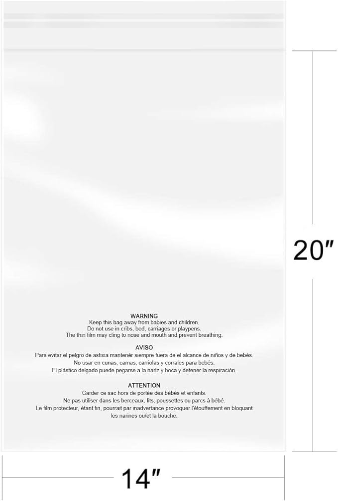 iMailer - 14" x 20"(1000 Counts) - Poly Bags with Suffocation Warning Self Seal 1.6 Mil for Clothing, Shirts, Packaging - Permanent Adhesive
