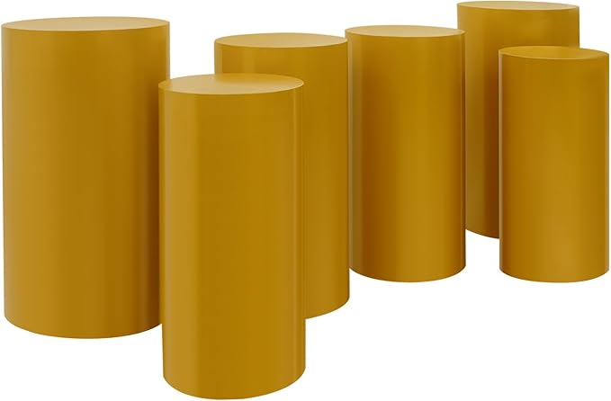 Cake Pedestal Stands for Party 6PCS Dessert Table Display Plinth Pillars Gold Round Cylinder Pedestal Stands for Wedding Sculpture Display Column Decoration Cube (6PCS-Cylinder-Gold)