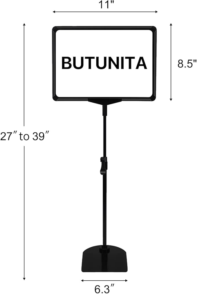 Sign Holder Stand 8.5x11 Inch for Floor Table, Adjustable Tabletop Sign Holder Floor Poster Stand, Vertical & Horizontal View (Black,4Pcs)
