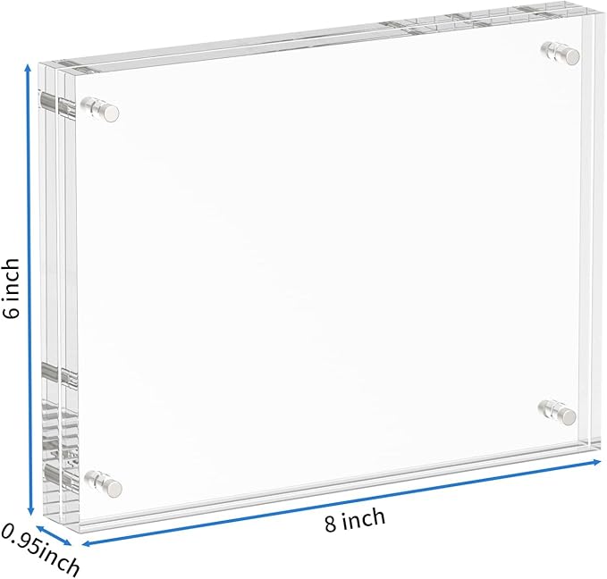 NIUBEE Acrylic Photo Frame 6x8, Double Sided Magnetic Blocks Pet Picture Frame