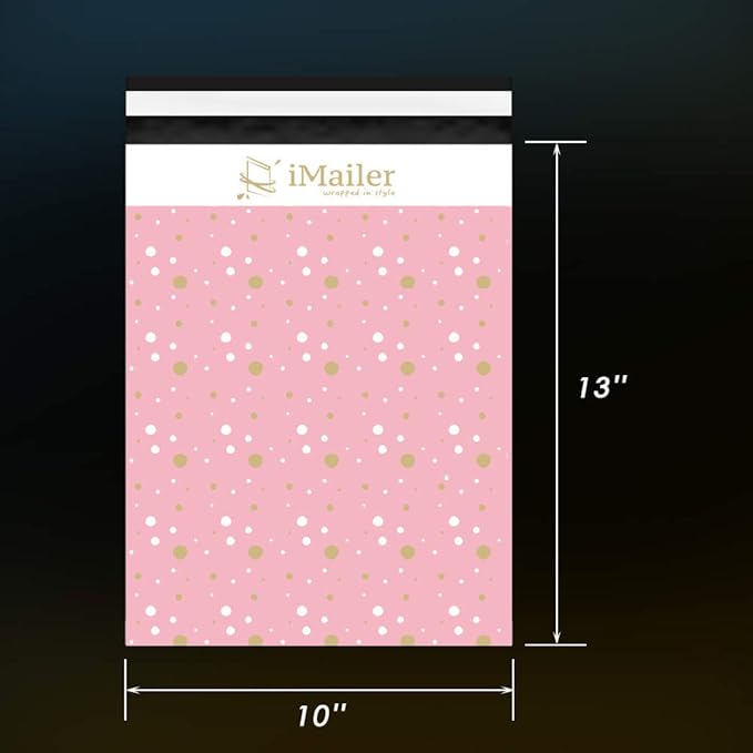 100 Count - 10x13 inch, Pink Polka Dot - Thank You Poly Mailer Envelope, Mailing Shipping Bags with Self Seal Strip