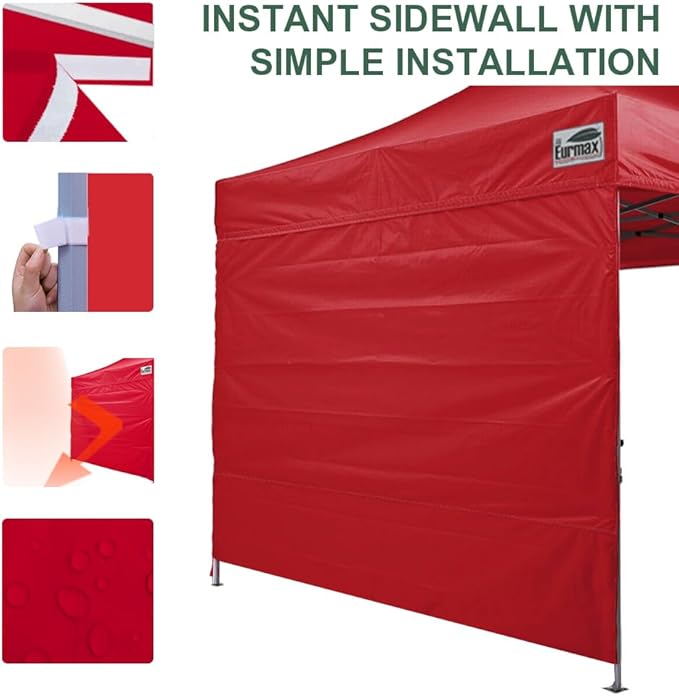 Eurmax USA Instant Canopy SunWall 10FT Pop Up Canopy Wall Sidewall with Horizontal Strap for Eurmax ONLY,1 Pack Sidewall(Red)
