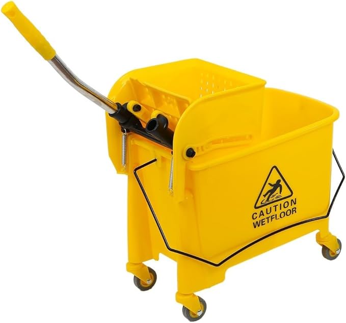 Commercial Mop Bucket with Wheels, 20 Quart Side Press Wringer Combo Mop Bucket with Wringer Combo for Home Hotel Restaurant