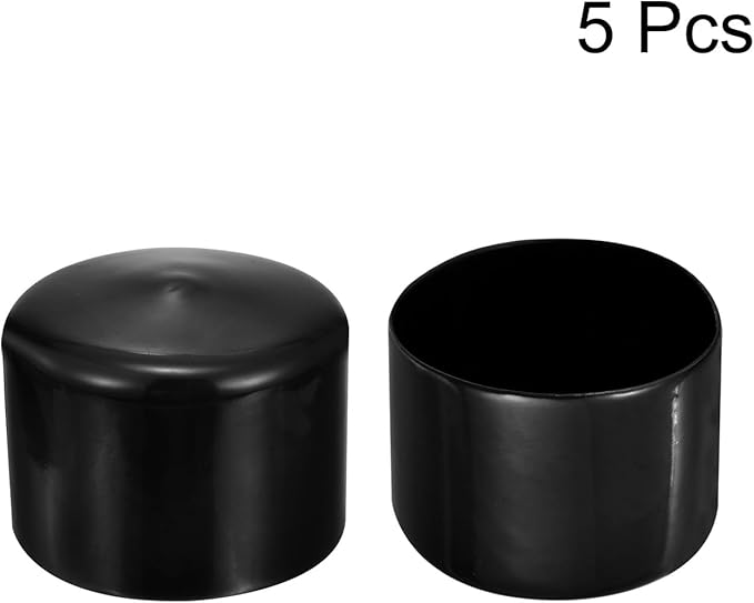 uxcell 5pcs Rubber End Caps 2 3/16"(56mm) ID Vinyl PVC Round Tube Bolt Cap Cover Screw Thread Protectors Black