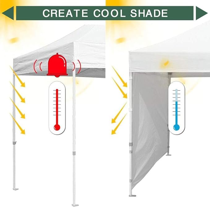 Eurmax USA 10FT Instant Canopy SunWall Pop Up Canopy Wall with Horizontal Strap for Eurmax ONLY,1 Pack Sidewall (White)