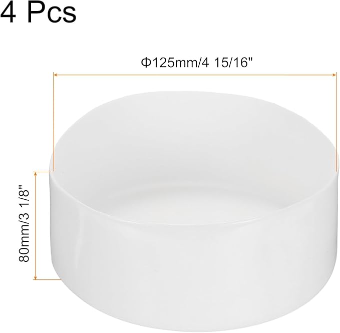 uxcell 4pcs Rubber End Caps 125mm (4 15/16 Inch) ID x 80mm(3 1/8 Inch) H Vinyl Round End Cap Cover Screw Thread Protectors White