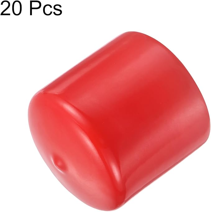 uxcell 20pcs Rubber End Caps 47mm ID Vinyl Round Tube Bolt Cap Cover Thread Protectors Red