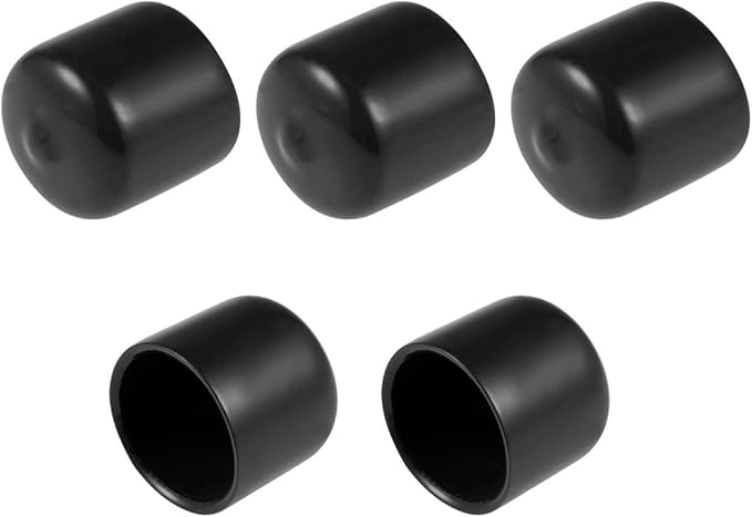 uxcell 5pcs Rubber End Caps 23mm ID Vinyl Round Tube Bolt Cap Cover Screw Thread Protectors Black