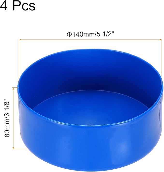 uxcell 4pcs Rubber End Caps 140mm(5 1/2 Inch) ID x 80mm(3 1/8 Inch) H Vinyl Round End Cap Cover Screw Thread Protectors Blue