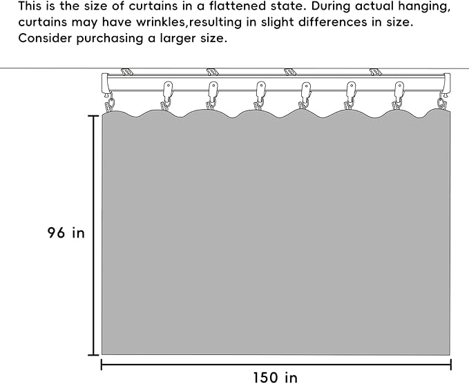 Room Divider Curtains Flexible Ceiling Tracks set Curtain track Ceiling Mount Blackout Curtain for Living Room Bedroom Ceiling Curtain Rod Privacy Dividers Panel W150xH96 Light Grey Drape&Black rail