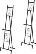 OUSHENG 2 Pack Easel Stand for Sign, Large Wedding Welcome Mirror Holder, Adjustable Free Standing Painting Rack with Chain Support for Display Poster Picture Frame Art, 17" x 17" x 58", Black