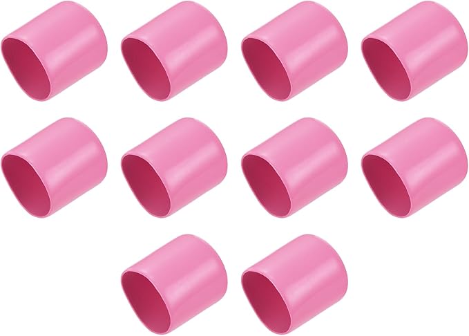 uxcell 10pcs Rubber End Caps 24mm ID Vinyl Round End Cap Cover Screw Thread Protectors Pink