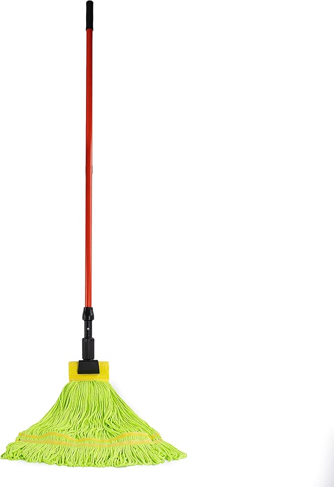 Matthew Cleaning Microfiber String Mop Heavy Duty Commercial Wet Mop Head Replacement,Excellent Absorbency,Premium Launderability,Reusable for Home,Commercial and Industrial Use(Green,12Pack)