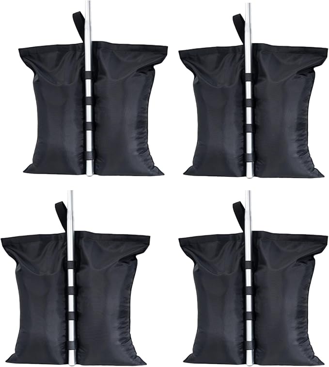 VanHuavic 210LBS Heavy Duty Canopy Weights Sand Bags for Pop Up Canopy Tent Legs,Patio Umbrellas, Gazebos,4 Pack Black (Without Sand)