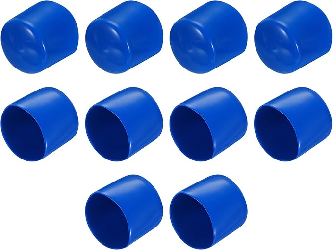 uxcell 10pcs Rubber End Caps 38mm ID Vinyl Round End Cap Cover Screw Thread Protectors Blue