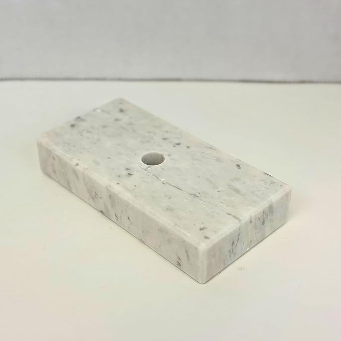 Genuine Marble Trophy Base – Polished Beveled Display Stand with Center Hole, 3/4" Thick, Multiple Sizes for Awards, Crafts & 3D Prints (White Marble, 2x4 inch)