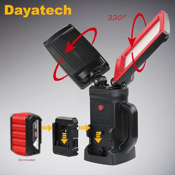 12000LM 85W Corded and Cordless LED Work Light with Tripod, Compatible with MILWAUKEE DEWALT MAKITA 18-21V Battery, Dual-Head Adjustable Jobsite Light, Flicker-Free for Auto Repair Electrical