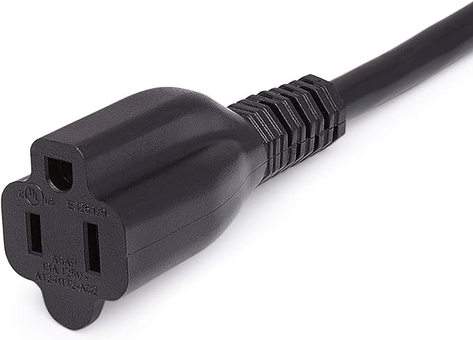 Amazon Basics Extension Cord, 6 Ft, 3 Prong Outlet Extender, Indoor Extension Cord, 13 Amps, 125V, Black