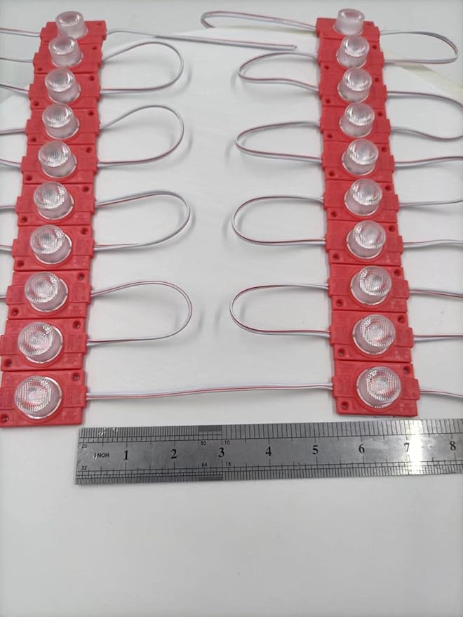 RED 12V LED Module with Lens 2.0W for Light Box with Tape Adhesive Back (20pcs Pack)