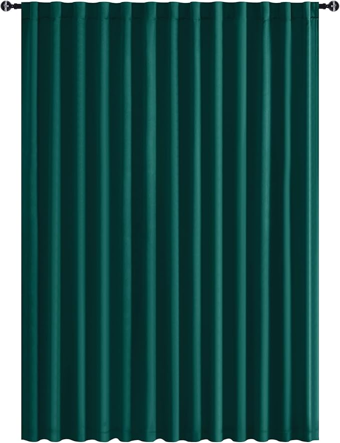 Hiasan Christmas Patio Sliding Glass Door Curtains - Extra Wide Privacy Room Divider Blackout Thermal Insulated Curtain with Back Tab & Rod Pocket for Bedroom Partition(100 x 108 Inches, Hunter Green)