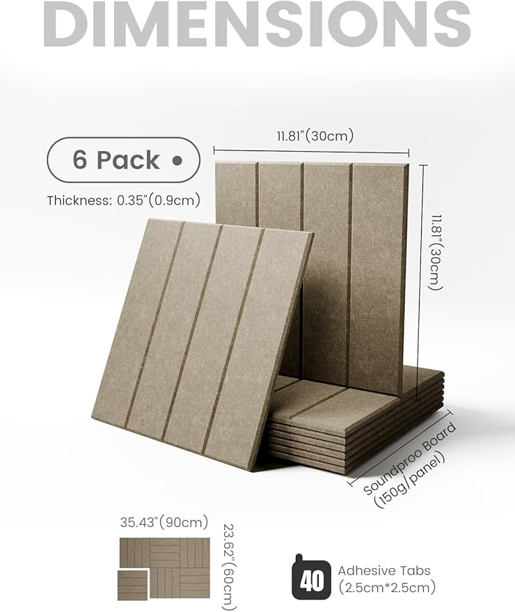 Large Felt Bulletin Board 36"x24" Cork Board Alternative - 6 Pack with 40 Safe Removable Adhesive Tabs, Cork Boards for Walls for Home Office Classroom Pin Board-Earth Brown