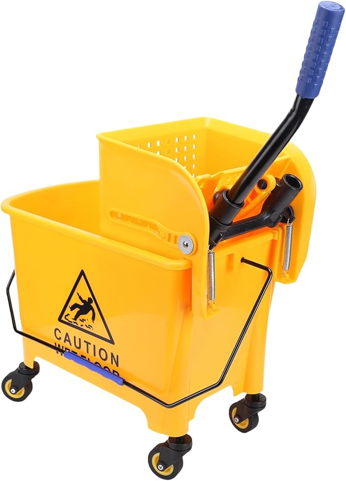 Jectse Mop Bucket, 20L Side Press Wringer Commercial Mop Bucket with Wheels and Handle, for Floor Cleaning in Restaurants Offices Industrial Sites