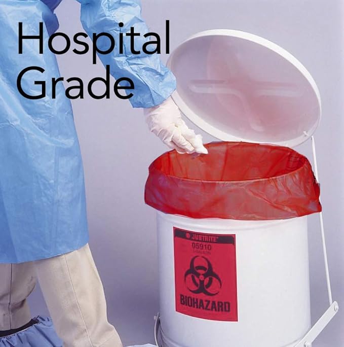 RESILIA Biohazard Bags - Hazardous Waste Disposal, Meets DOT ASTM Standards for Hospital Use, OSHA Approved, Red, 40-45 Gallon, 40" W x 46" L, 1.1 Mil, 0.0011 Inch, 20 Bags, Made in the USA