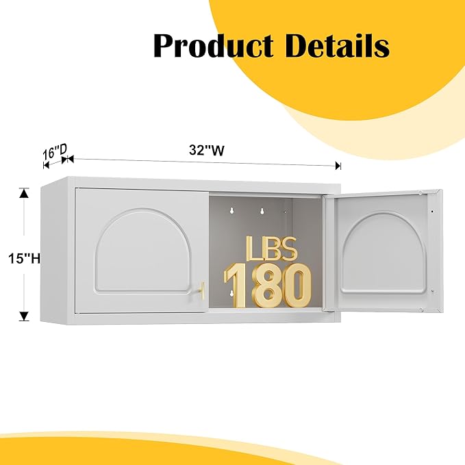 Wall Upper Storage Cabinet,Metal Bathroom Wall Mounted Cabinet,15 Inch Storage Cabinet for Basement,Livingroom Home Office