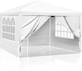 10x10 FT Party Tent, Outdoor Wedding Tents for Parties, Canopy Event Tent with 4 Removable Sidewalls, Waterproof Gazebo Shelter for Birthday Parties, Weddings, BBQs & Events (10X10FT-4Sides White)