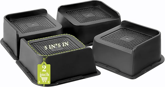 Heavy Duty Bed Risers – 2", 3", 4", 6", 8" | Up to 6,000 Lbs | Black 4-Pack