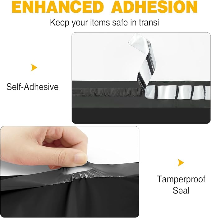 Famagic 200pcs Poly Mailers 10x13 Inch Shipping Bags Black Shipping Envelopes Self Seal Mailers Bags Waterproof and Tear-Proof Packaging Bags