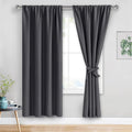 JIUZHEN Blackout Curtains for Bedroom– Thermal Insulated,Noise Reducing Room Darkening Rod Pocket Curtains for Living Room, Set of 2 Panels with Tiebacks, 42 x 72 inch Long, Dark Grey