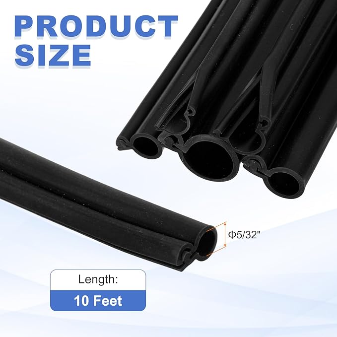 MECCANIXITY 10ft Cable Management Sleeve, 5/32 Inch ID Flexible Cord Wires Hider Cover Insulation Snap-fit Protector for Substation, High-Voltage Electrical Networks, Black
