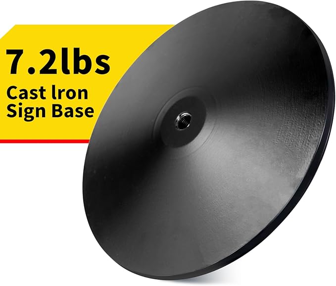Heavy Duty Sign Base Cast Iron Sign Post with 12" Diameter Bottom Round Base, 48" Movable Sign Stand for Hanging Signs, 2PACK