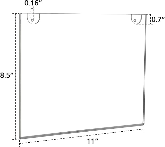 NIUBEE 10-Packs 8.5x11 Sign Holder Horizontal for Wall Door, Clear Acrylic Picture Frame for Paper with Free 3M Tape and Mounting Screws