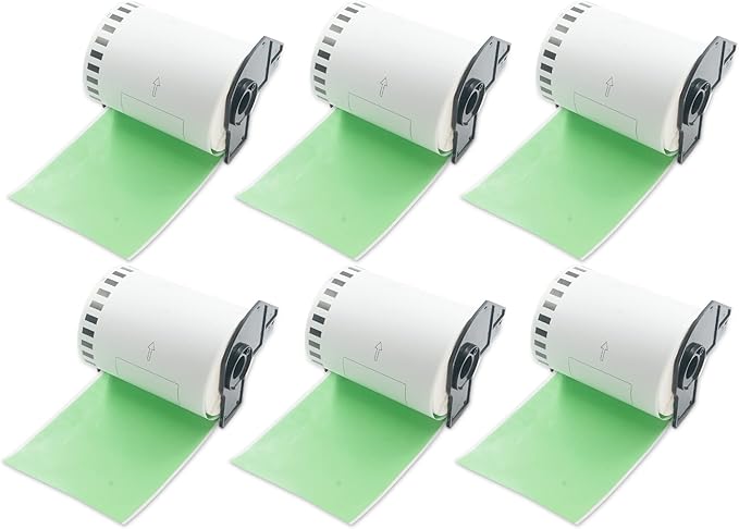 BETCKEY - Continuous Length Shipping Labels Replacement for Brother DK-2243 (4 in x 100 ft), Compatible with Brother QL Label Printers [6 Rolls/Continuous Labels, Green]