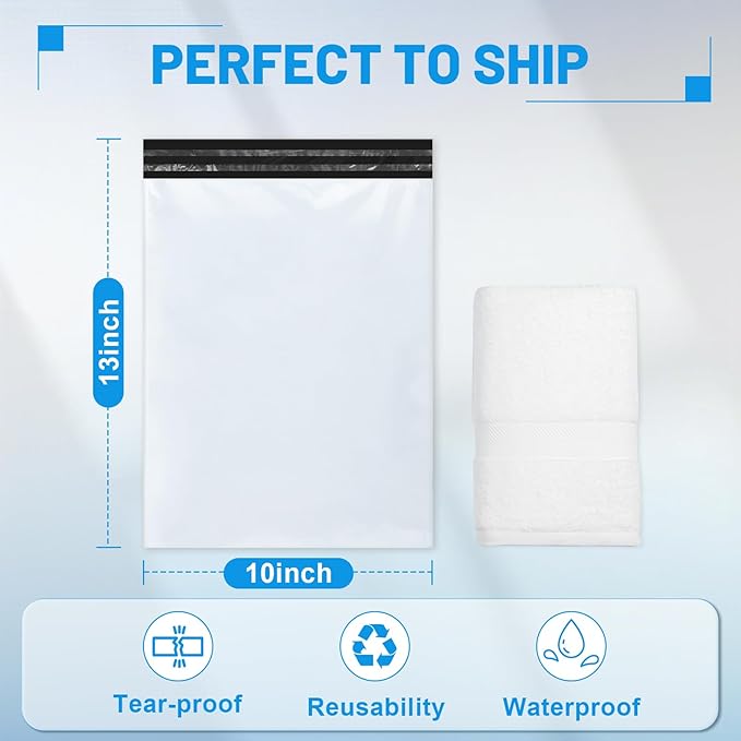 Poly Mailers Shipping Bags 10x13 inch 1200 Pack Packaging Clothes Polymailers Envelopes Mailing Mailer Package Polymailer Small Business Supplies Clothing Bag Polybags Packing White