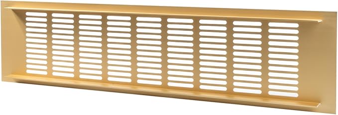 Vent Systems 15.75 x 3.94 (Outer Size) Air Supply Ventilation Grille - Pack of 2 - Gold Aluminum Rectangle Intake/Exhaust Door Vent Deflector - HVAC for Home Improvement Floor, Wall Duct Cover