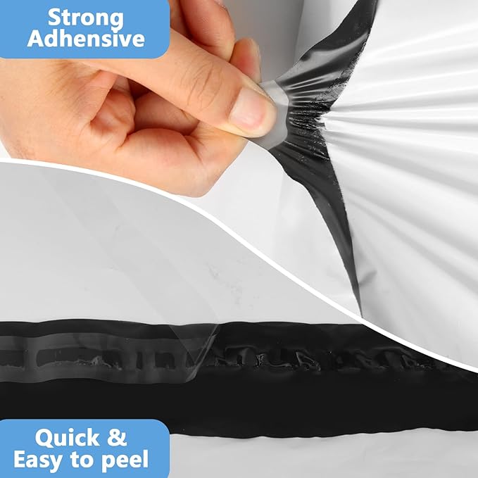 200pcs 14x17" White Poly Mailers - Heavy Duty Self Seal Shipping Bags, Waterproof for Clothing, Small Business Mailing