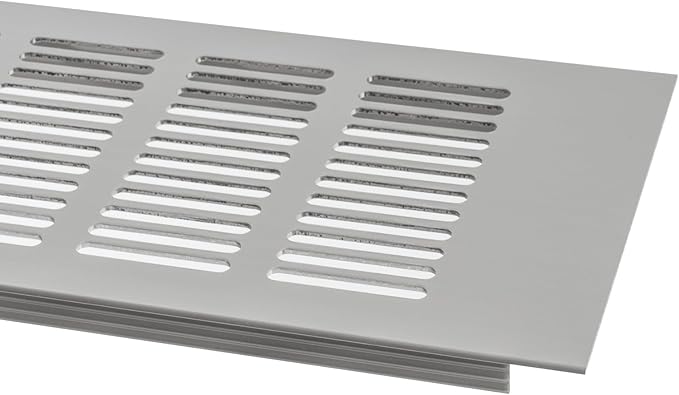 Vent Systems 15.75 x 3.94 (Outer Size) Air Supply Ventilation Grille - Pack of 2 - Silver Aluminum Rectangle Intake/Exhaust Door Vent Deflector - HVAC for Home Improvement Floor, Wall Duct Cover